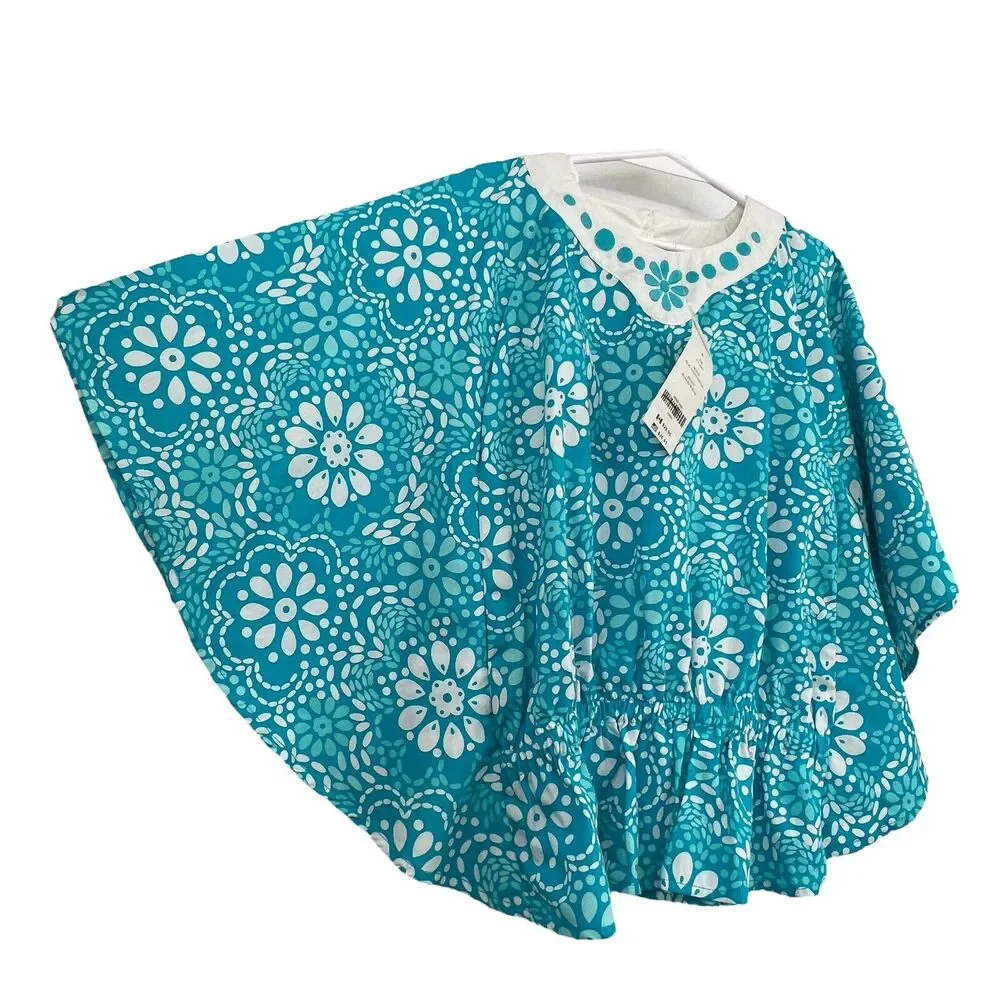New‎ Gymboree 2015 Girls Blue White Floral Kaftan Embroidered Sz 5